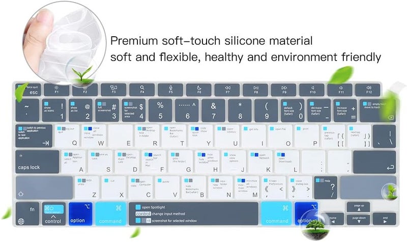 imComor MacBook Shortcuts Keyboard Cover for 2020 2021 New MacBook Air 13 inch A2337 M1 Chip A2179 Magic Keyboard with Touch ID Keyboard Cover Skin, Mac OS X Shortcut Keyboard Skin, Gray - Image 5